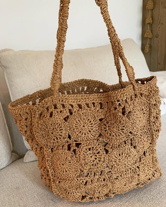 Grand sac raphia granny