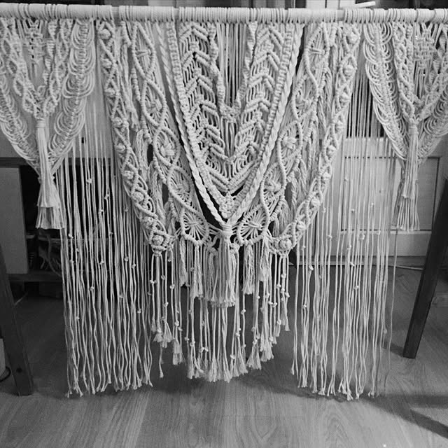 Grand macramé rideau